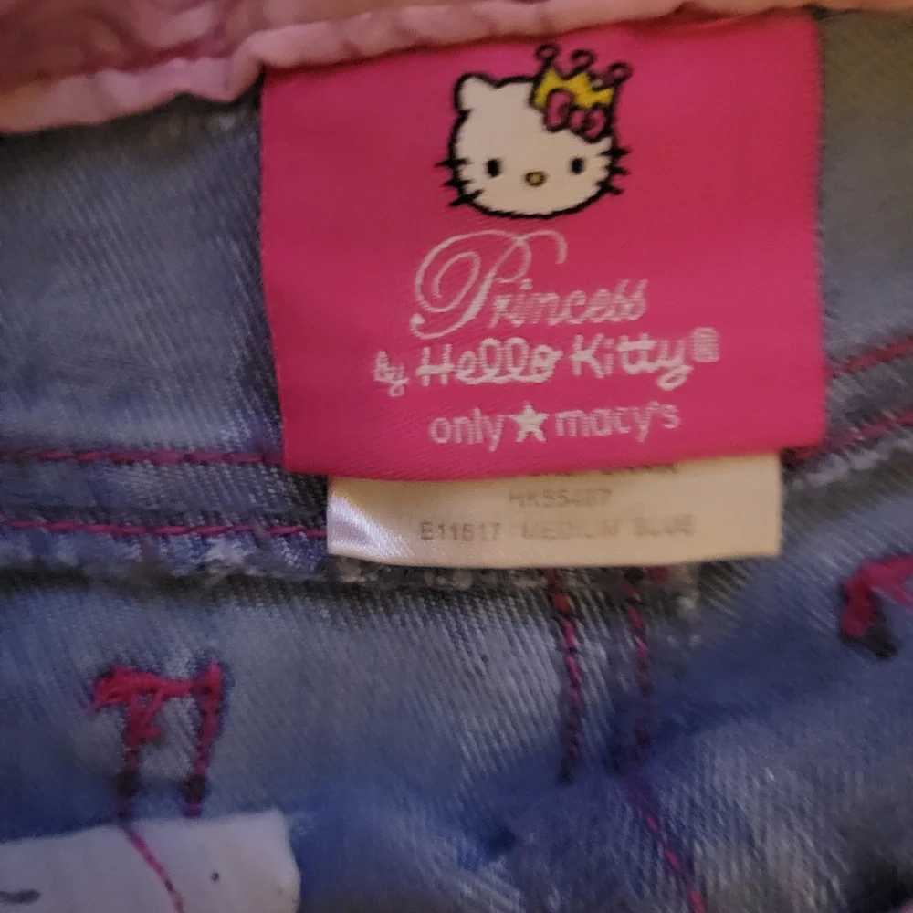 Girls Size 4 Princess Hello Kitty Jeans, Rhinestones, Embroidery Bling Boot Cut